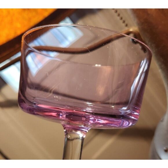 2 Block Watercolors Twilight Lilac Purple Alexandrite Neodymium Stemware Glass - Picture 7 of 10